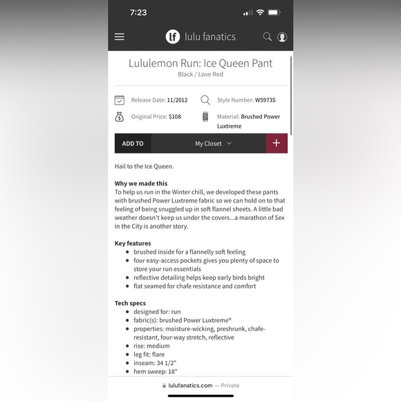 ❤️❤️ LULULEMON ICE QUEEN PANT-LOVE RED/BLACK-4❤️❤️ - Picture 16 of 16